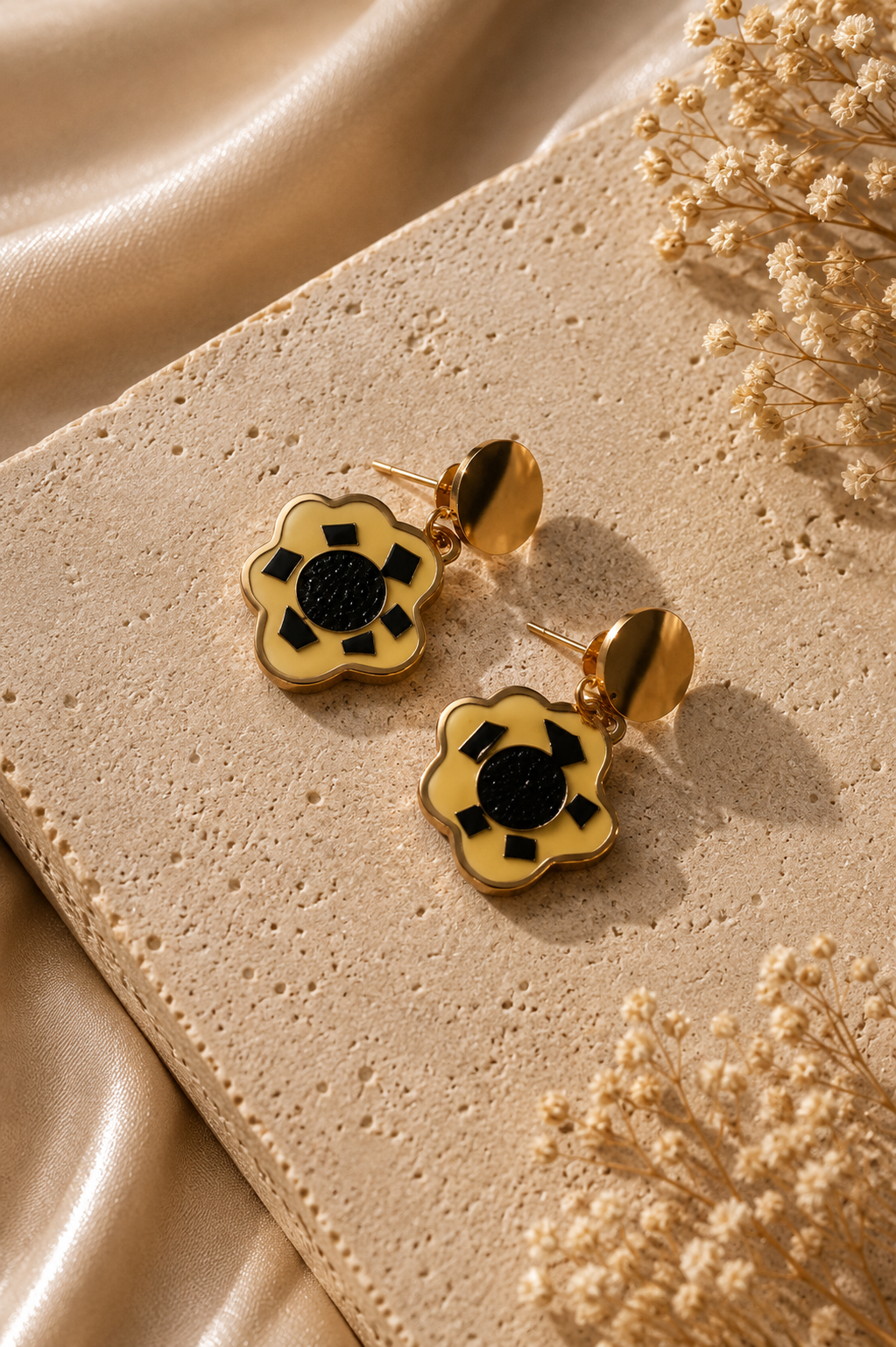 Yellow Black Earrings